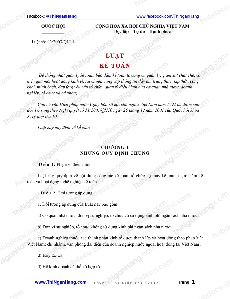 Ôn thi Kho bạc Nhà nước - (4) Luật Kế toán