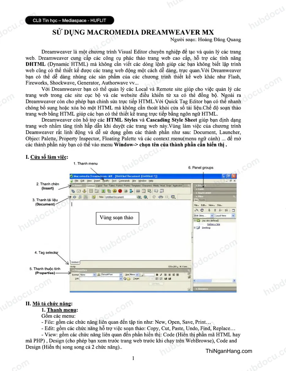 Sử dụng Macromedia dreamweaver MX