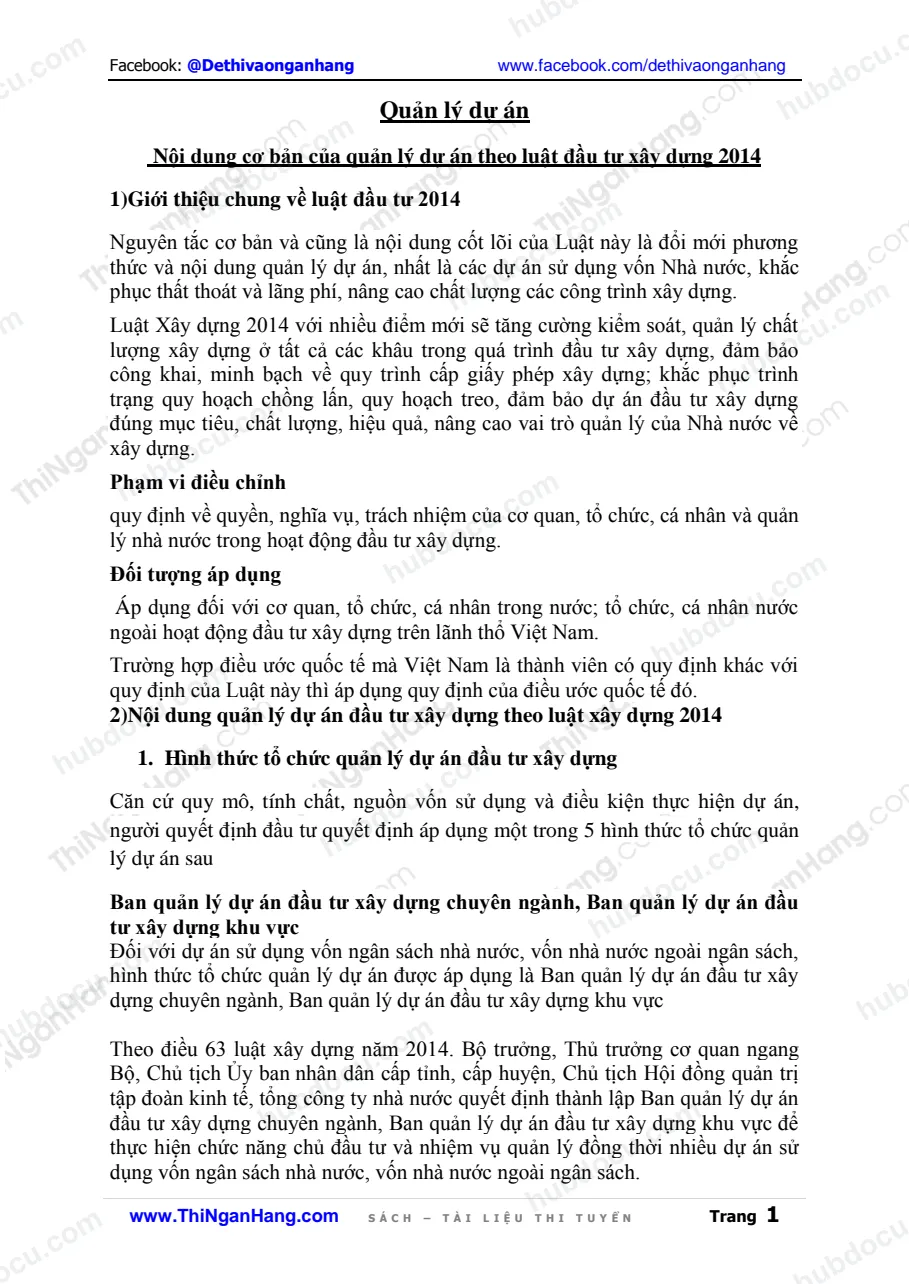 QLDA - ND quản lý dự án theo Luật Đầu tư