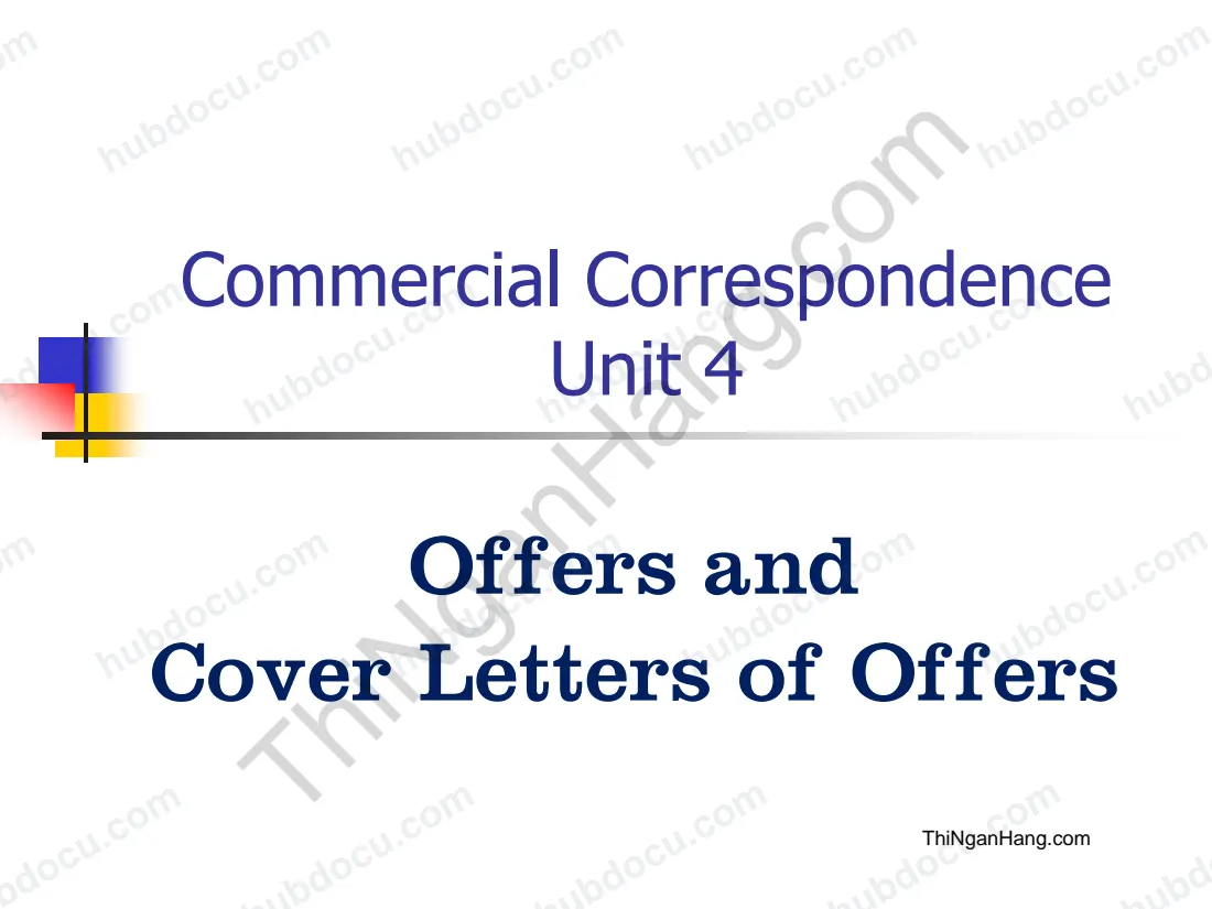 Commercial correspondence unit 4: Offers