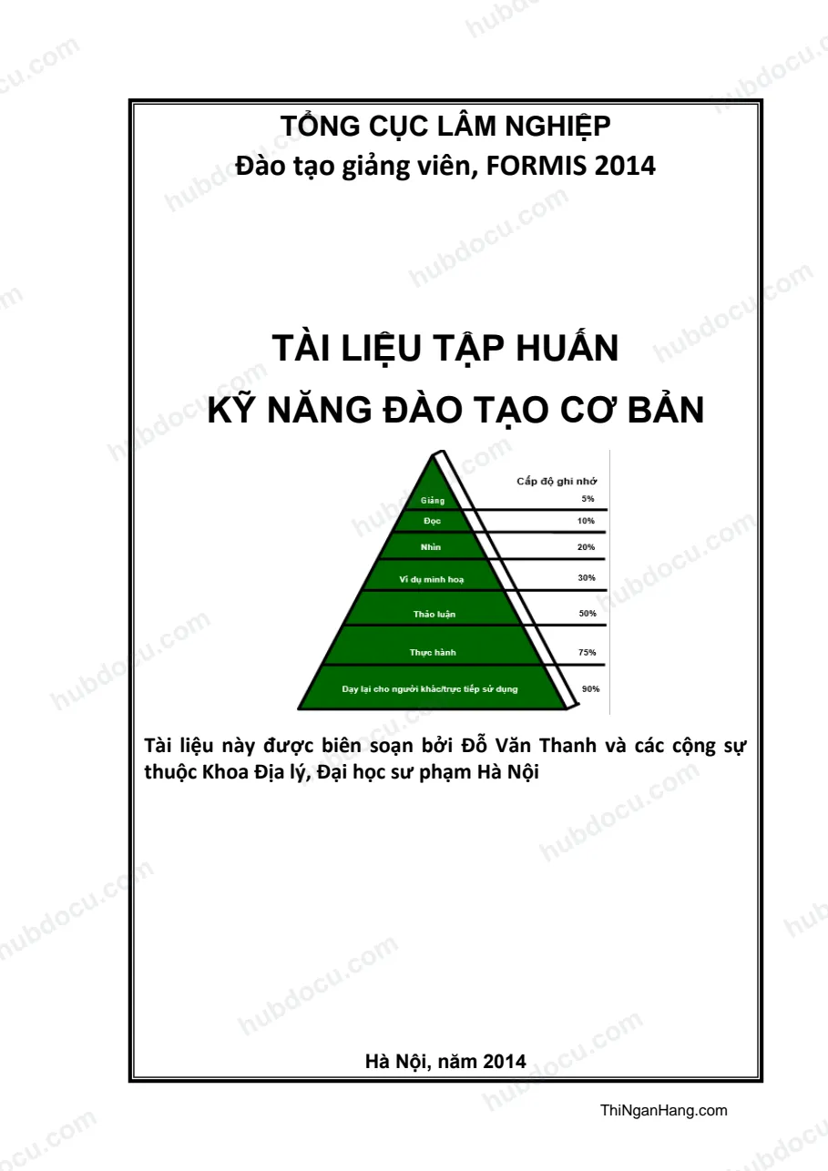 Tài liệu tập huấn kỹ năng Đào tạo cơ bản - Tổng cục lâm nghiệp