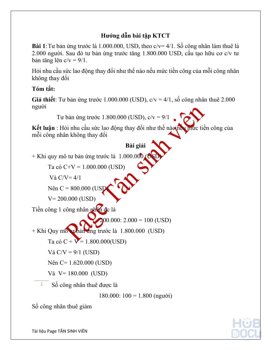 Bài tập ktct 1 (bài 1) (có đáp án)