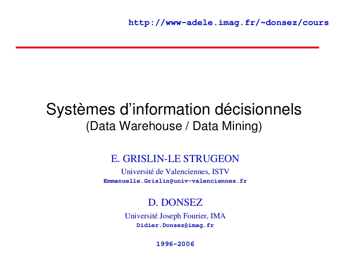 Systèmes d’information décisionnels (3) - Hệ thống thông tin quyết định (Tiếng Pháp)