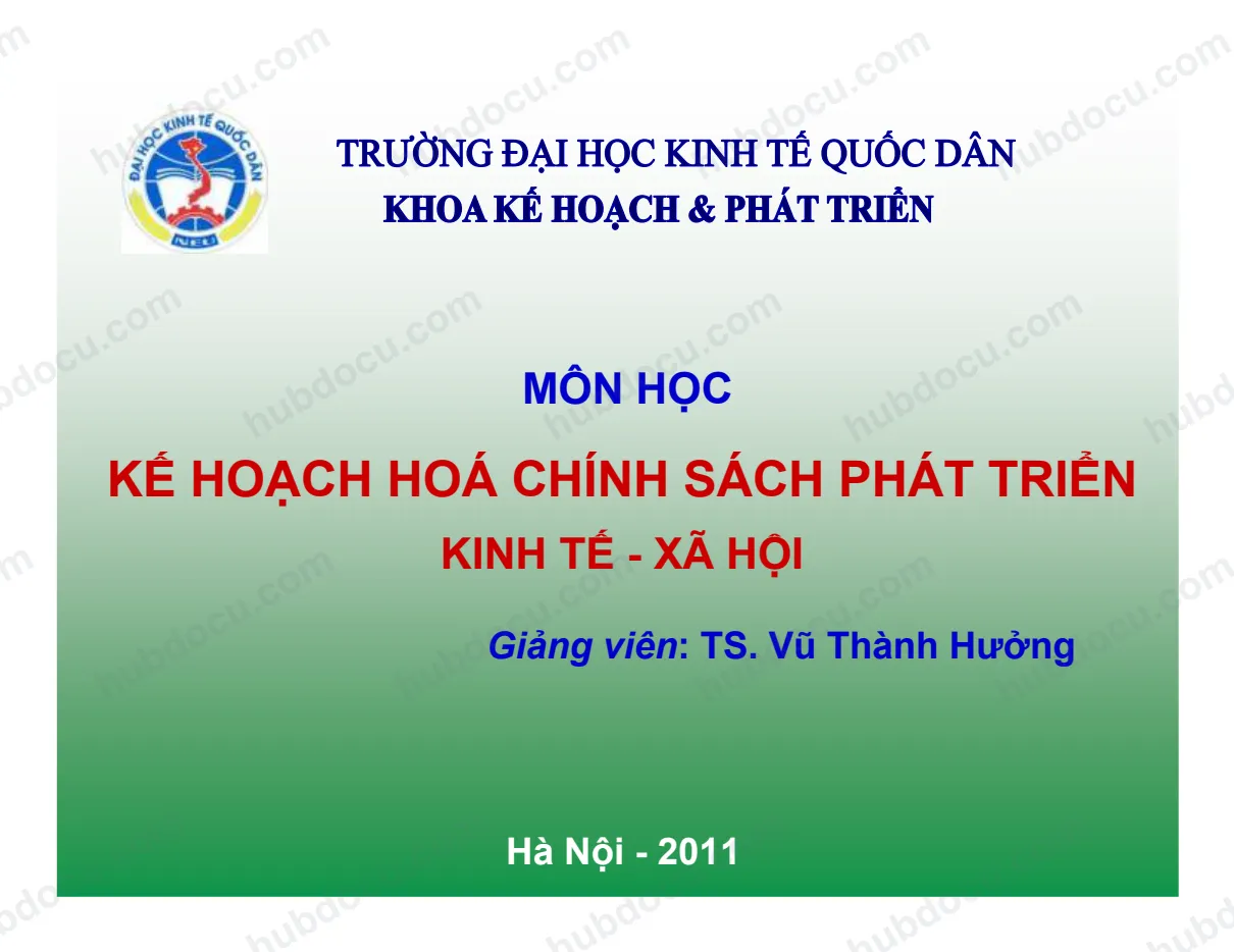 Kế hoạch hoá chính sách phát triển KT-XH - ĐH KTQD
