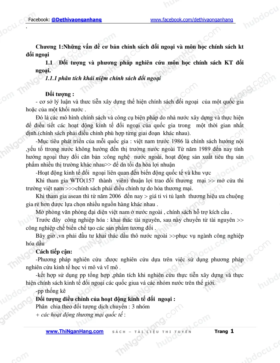 Ôn tập lý thuyết chi tiết môn Chính sách kinh tế đối ngoại (theo chương)
