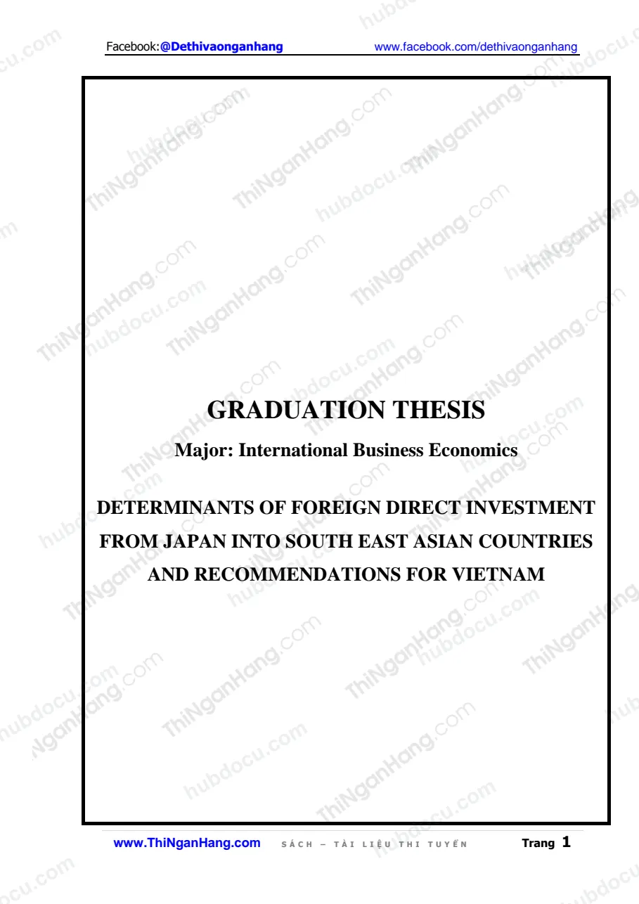 Khóa luận - Determinants of foreign direct investment from Japan to south east asian countries and recommendations for Viet Nam