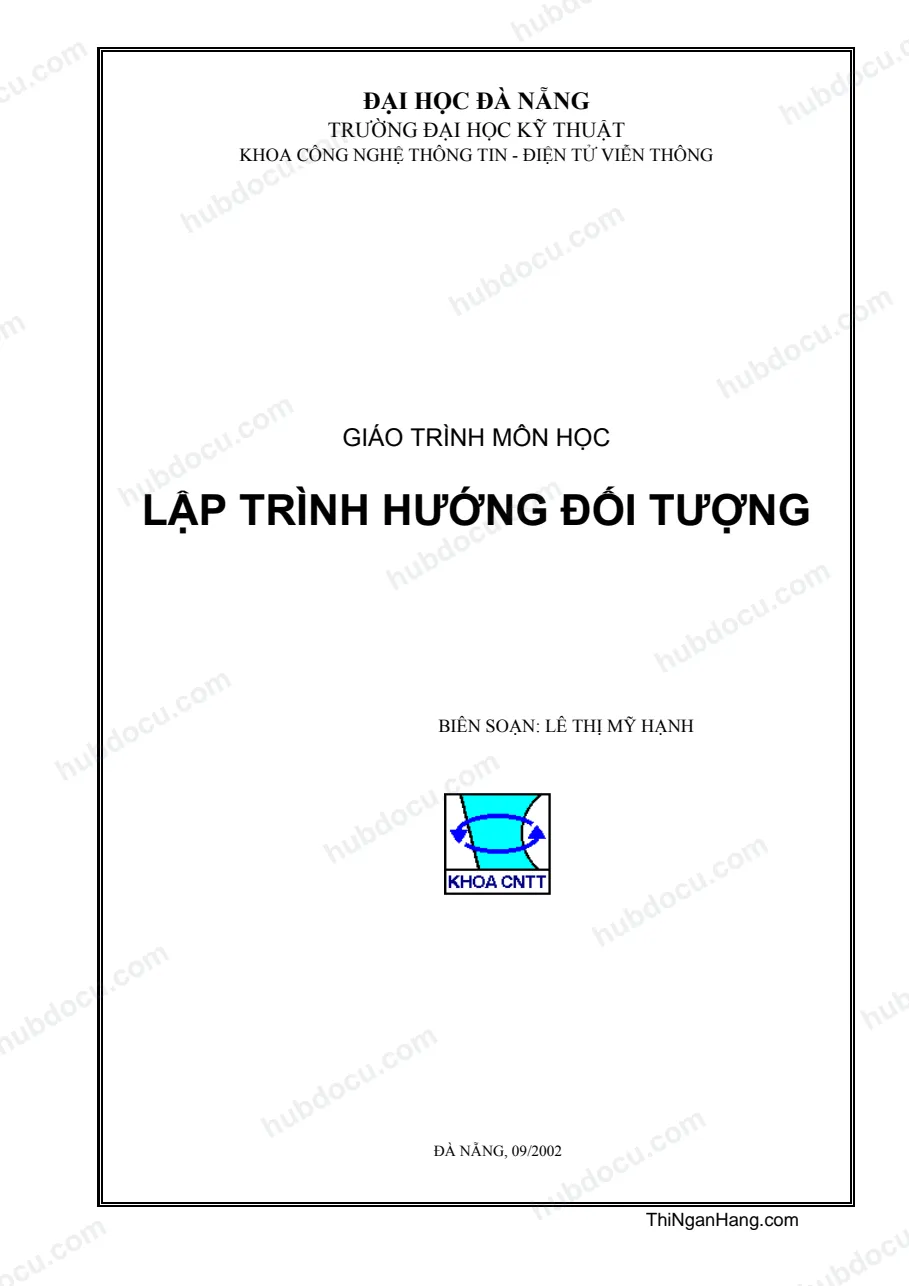 Giáo trình Lập trình hướng đối tượng - ĐH Đà Nẵng