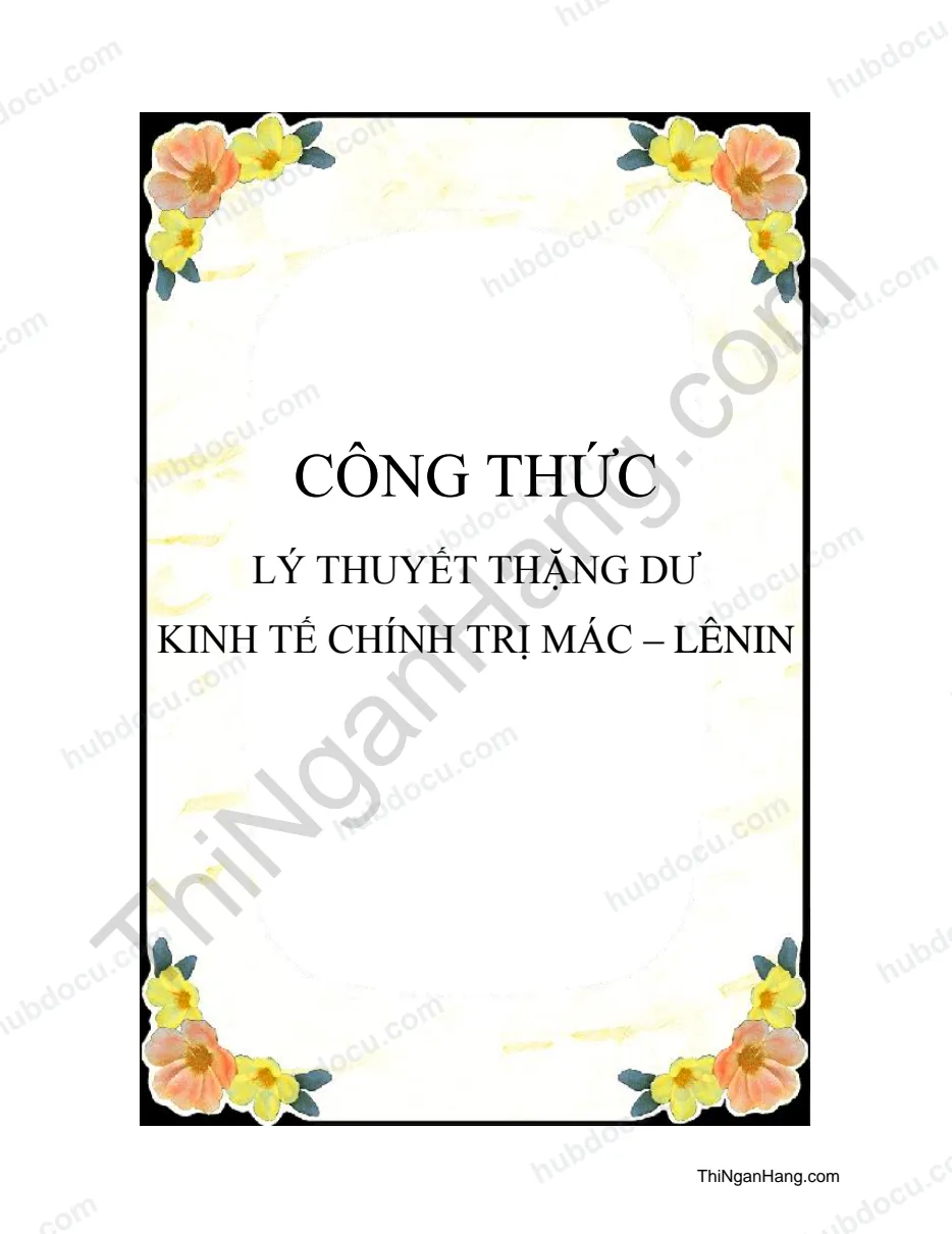 Công thức lý thuyết thặng dư- Kinh tế chính trị Mác-Lenin