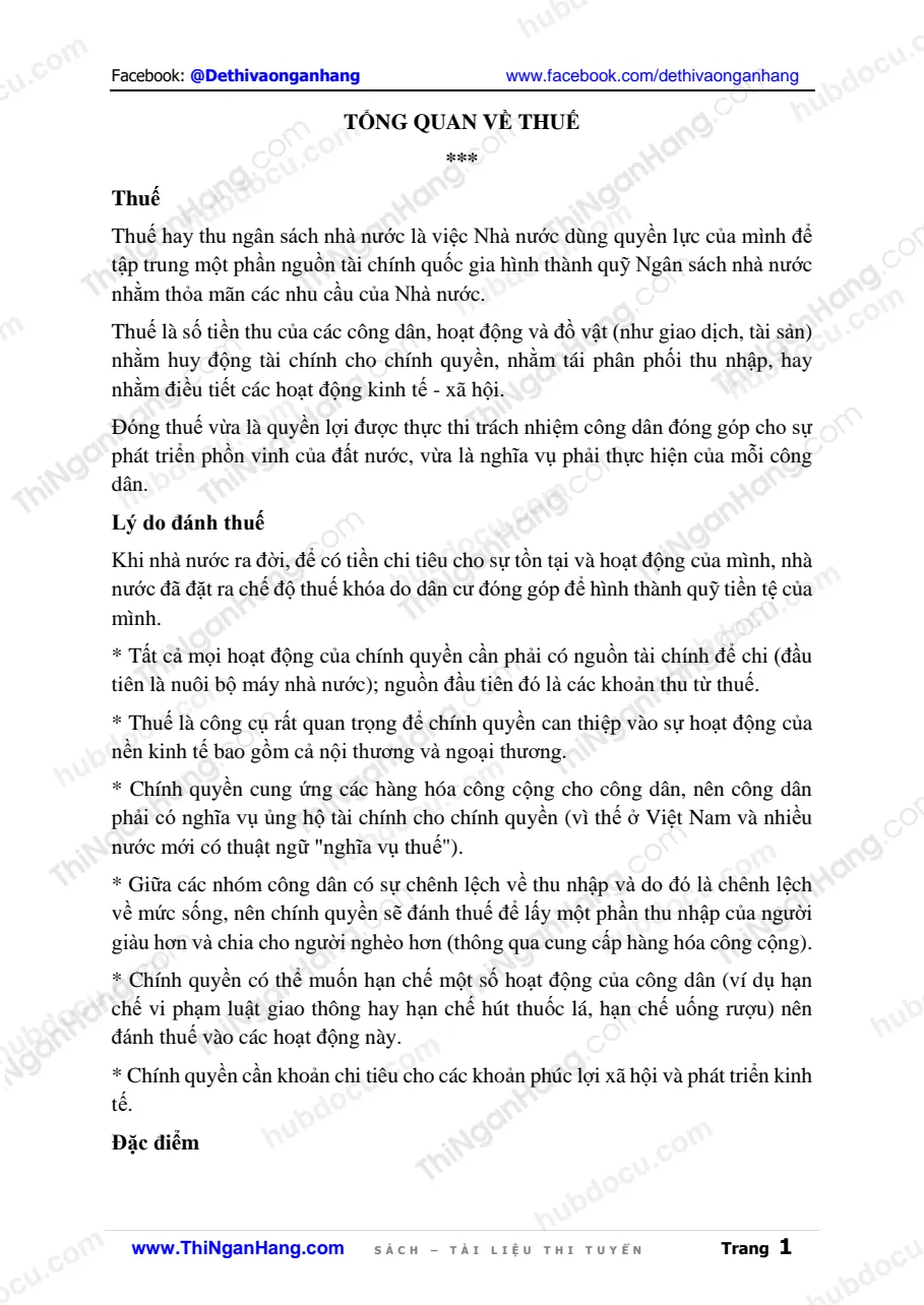 Tổng quan về Thuế