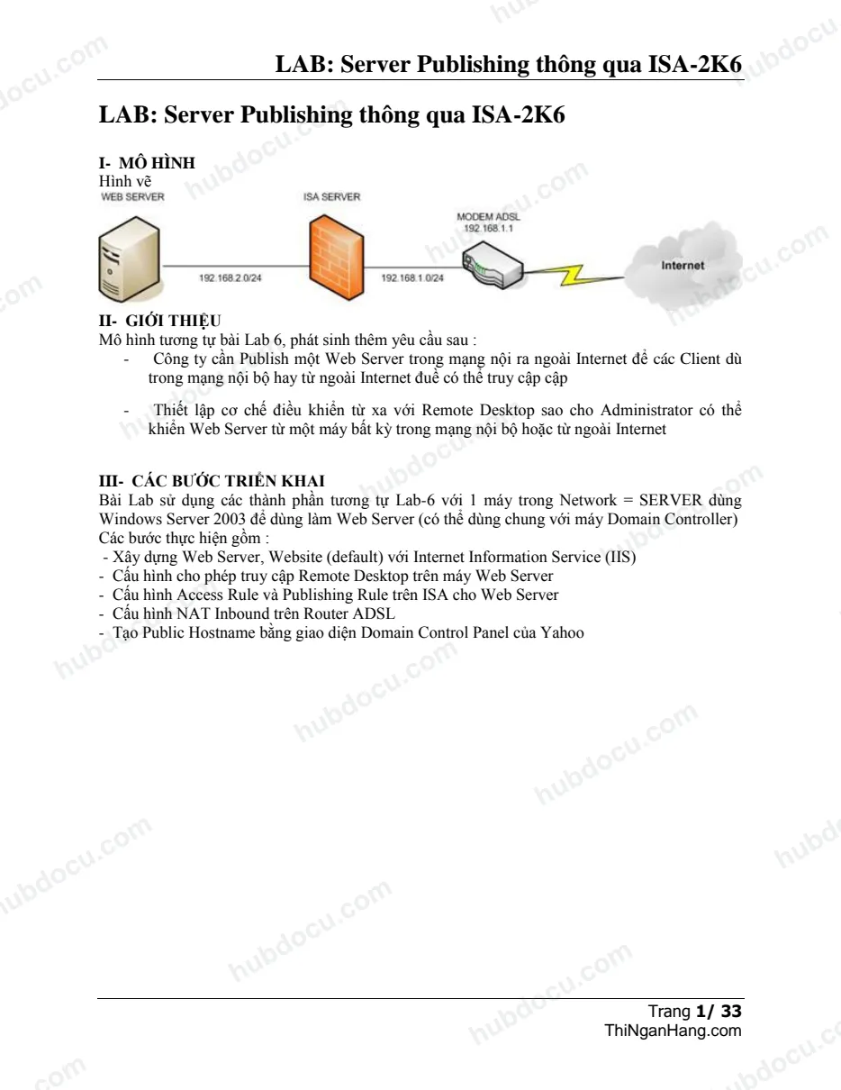 Server Publishing thông qua ISA-2k6