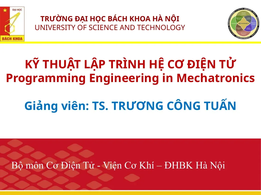 Kỹ thuật lập trình hệ cơ điện tử (CHƯƠNG 10: LỚP) - TRƯƠNG CÔNG TUẤN
